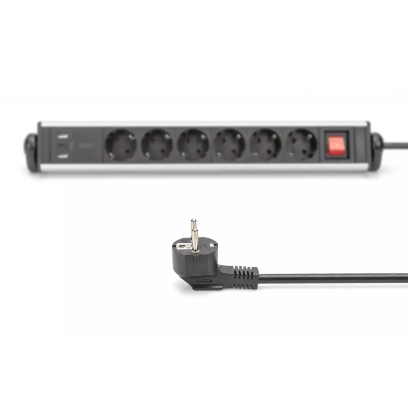Digitus ciabatta da ufficio 6 prese con 3 porte USB cavo 1,5 m
