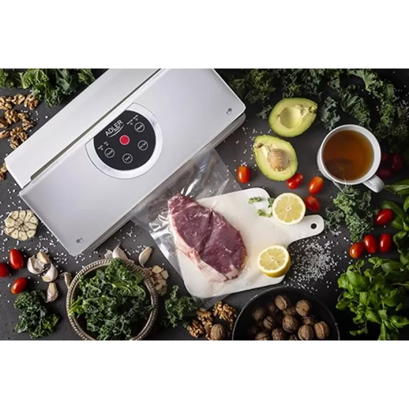 Sottovuoto Adler AD 4503, 130 W, vuoto da -750 a -800 mbar, connettore Type-C, grigio/bianco