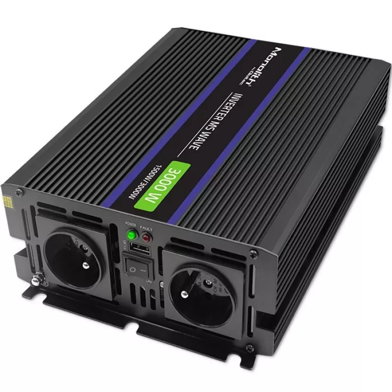 Inverter QOLTEC Monolith 3000 MS Wave, 12V→230V, 1500/3000W, con USB