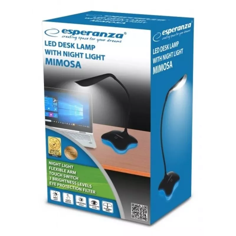 Esperanza ELD105K Mimosa lampada da scrivania LED, 3 W, nera