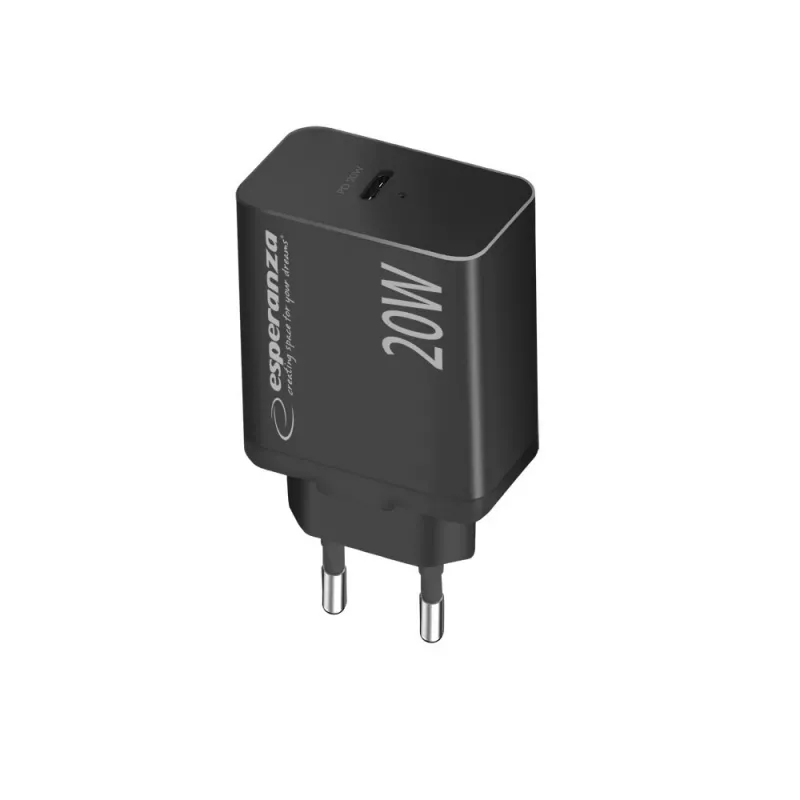 Caricabatterie da rete ESPERANZA EZC104K 20W nero, alimentatore USB per dispositivi portatili