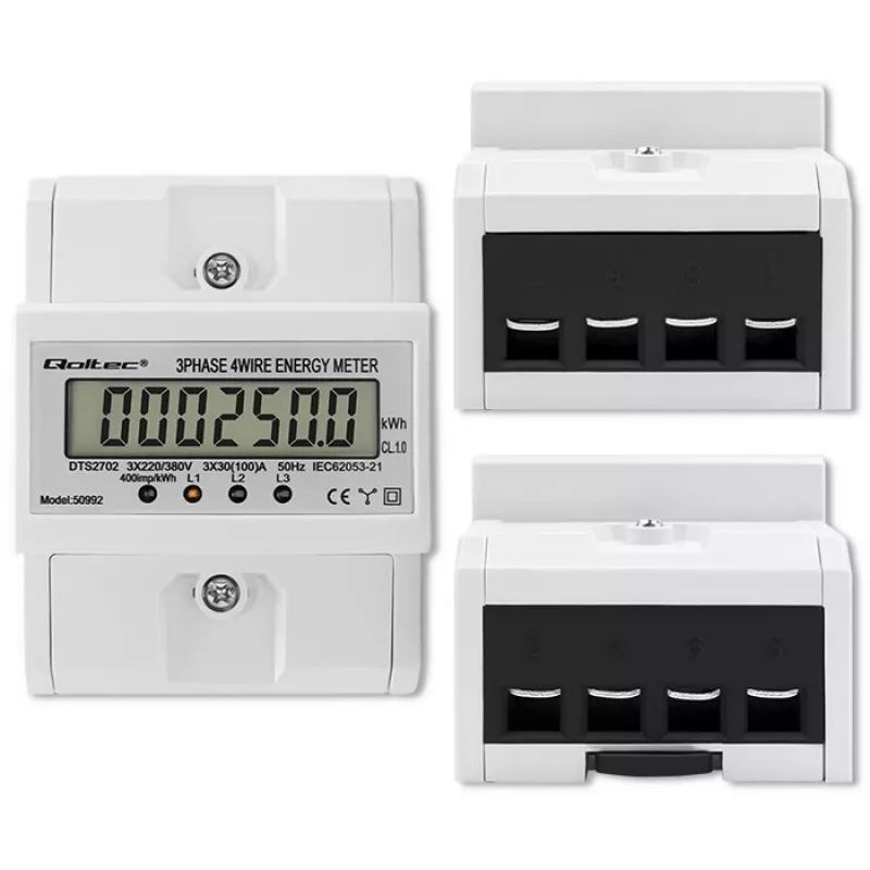 Contatore elettronico trifase QOLTEC 50992 400V 100A