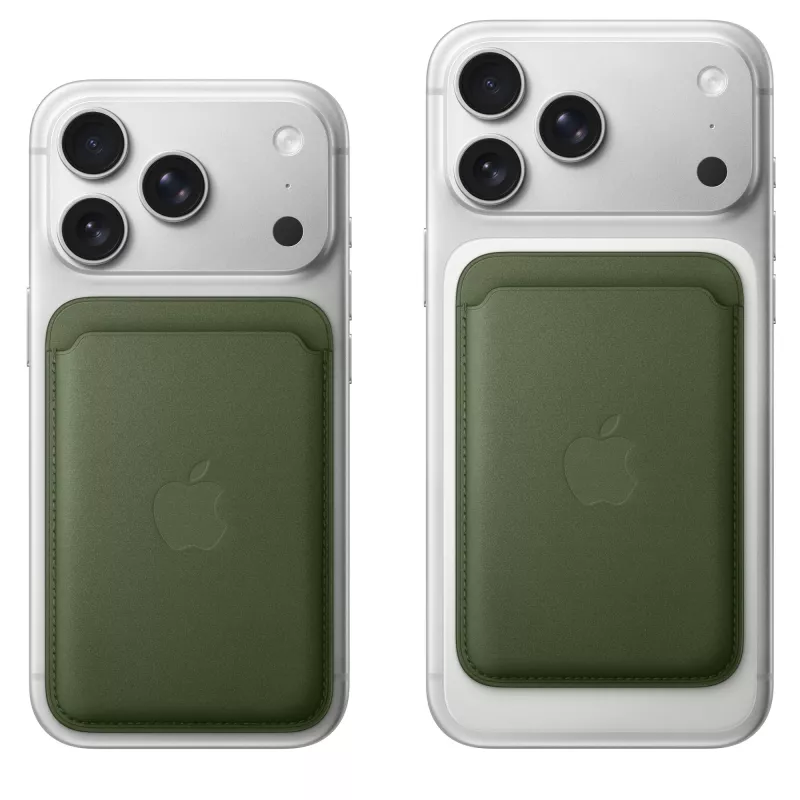 Portacarte Apple iPhone FineWoven Wallet con MagSafe verde muschio Microtwill