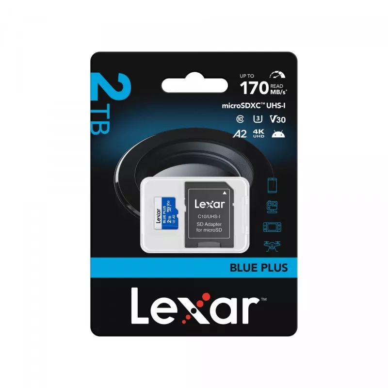 Scheda di memoria MicroSDXC Lexar BLUE PLUS 2 TB UHS‑I, 170 MB/s, U3 V30, impermeabile