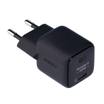 Alimentatore Aukey PA-B1L USB-C 30W nero — compatto adattatore di alimentazione USB‑C PD