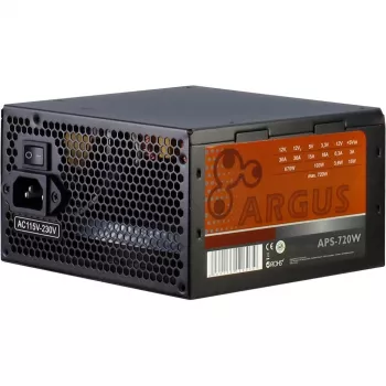 INTER TECH Argus APS-720W - alimentatore (115-230 V, 20+4 pin ATX, 47-63 Hz, 12V1,+12V2,+3.3V,+5V,+5Vsb,12V, attivo, ATX, nero)