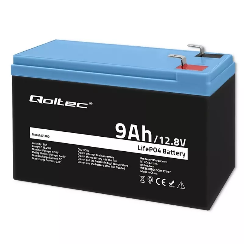 Batteria LiFePO4 Lithium Iron Phosphate 12.8V 9Ah 115.2Wh