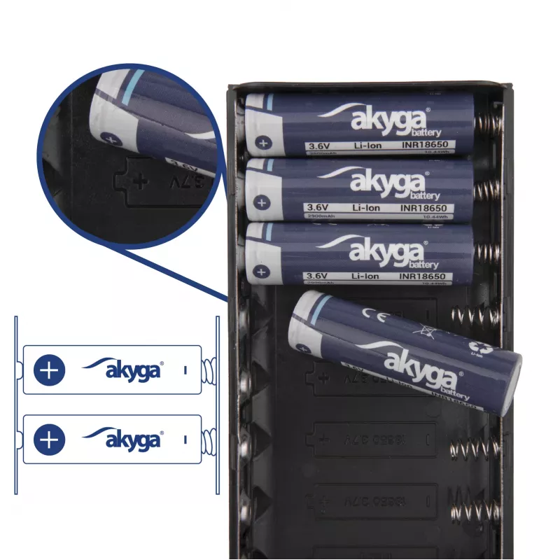Akyga AK-BC-04 Case per power bank 20000 mAh, 8x 18650, 18W PD QC4+, USB-C, 2x USB-A, Lightning