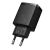 Caricabatterie rapido USB da interno Baseus CCXJ-B01 – 2 porte (USB-C PD 20W + USB-A QC3.0 18W), 100–240 V, nero