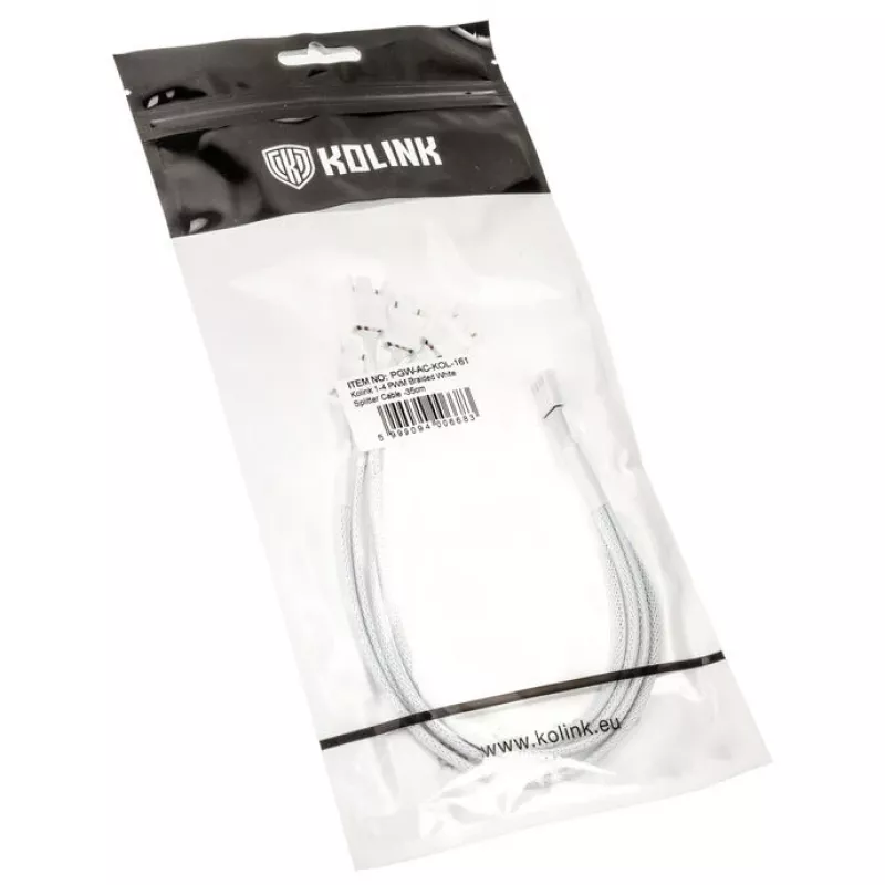 Cavo splitter ventole Kolink 1-4 PWM - 35cm, intrecciato, bianco (PGW-AC-KOL-161)