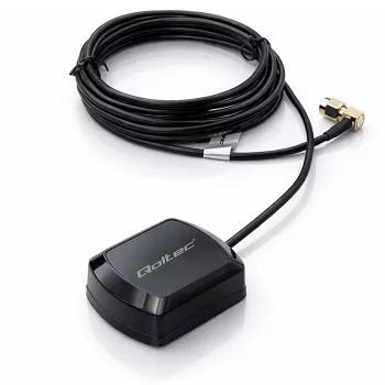 Antenna GPS/GLONASS esterna QOLTEC 28 dBi 50 W con connettore maschio SMA ad angolo retto