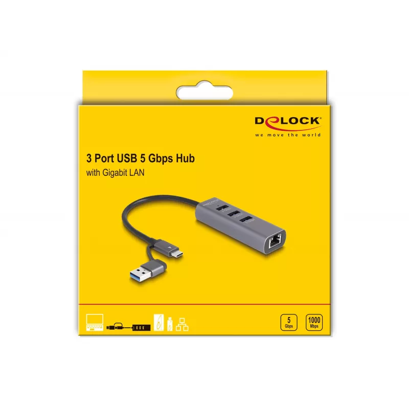 DeLOCK 64282 docking station per laptop e replicatore di porte con filo USB 3.2 Gen 1 (3.1 Gen 1) Type-C grigio (64282)
