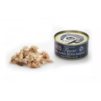 Cibo umido per gatti FISH4DOGS sgombro con gambero 70 g — gatti adulti, gusto pesce, scatoletta, senza glutine