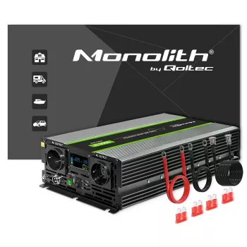 Inverter a onda sinusoidale pura Qoltec 51923 Monolith | 3000W | 6000W | 24V a 230V | LCD