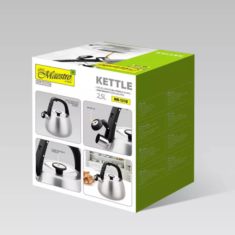 Bollitore Maestro MR-1318 da 2,5 l, argento, nero