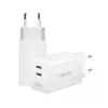 Adattatore presa USB doppio 65W, 2xUSB-C, bianco