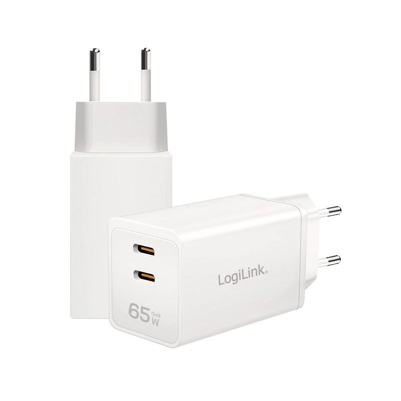 Adattatore presa USB doppio 65W, 2xUSB-C, bianco