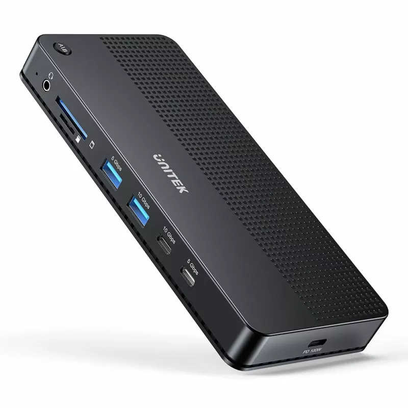 Docking station UNITEK D1103A01 USB4 con cavo nero 100W Power Delivery