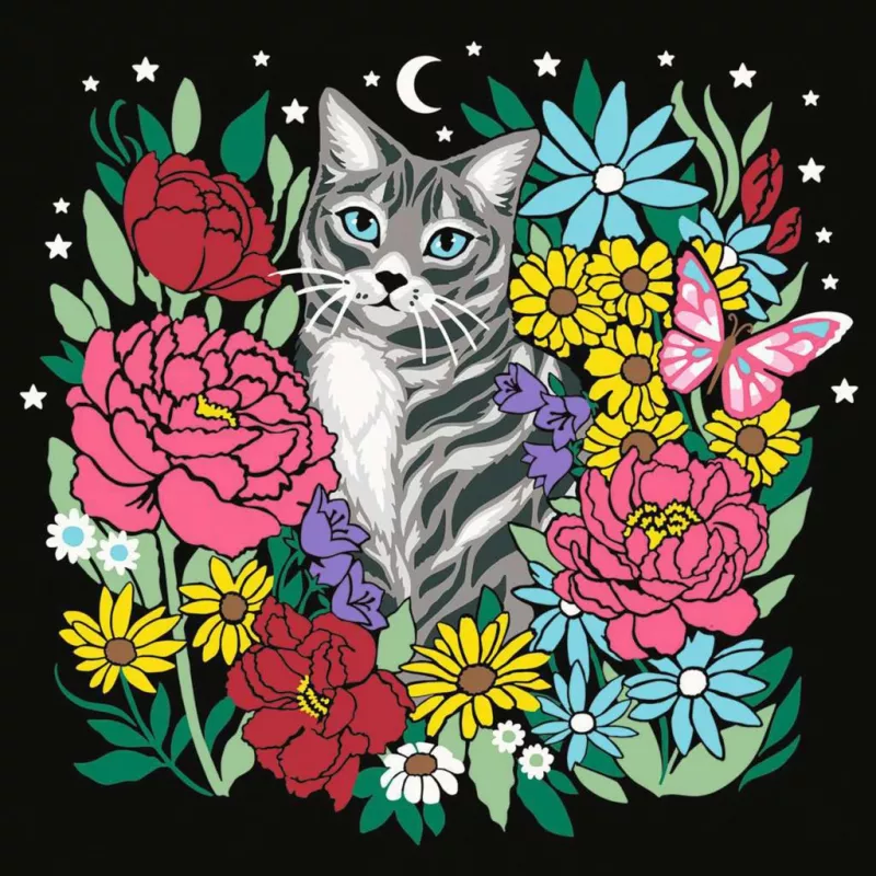 Set pittura con i numeri Ravensburger CreArt Pixie Cold Cat (modello 25855) – set di pittura su tela