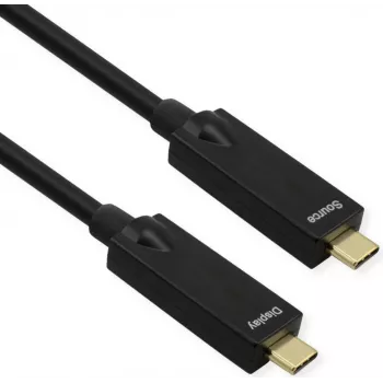 ROLINE Cavo USB 3.2 Gen 2, AOC, C-C, ST/ST, 10Gbit/s, 4K60Hz, PD (Power Delivery) 60W, nero, 15 m
