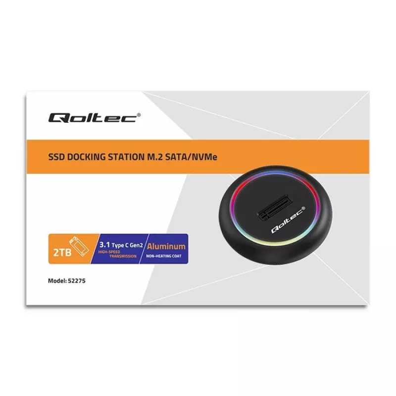Docking station per SSD M.2 QOLTEC 52275 per unità SATA e NVMe, porta USB
