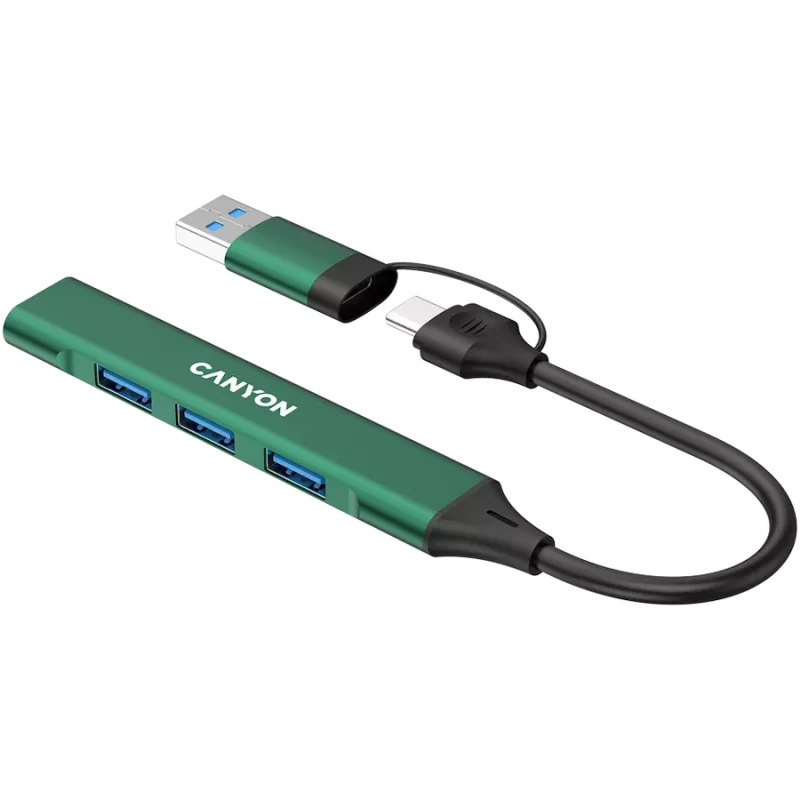 Hub CANYON DS-02 4in1 USB-A/C verde