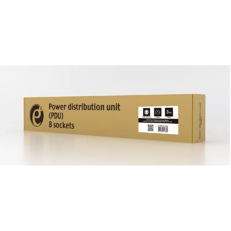 Power Distribution Unit GEMBIRD EG-PDU-014-C14, 8 uscite AC, ingresso C14, cavo 3 m, 1U, 3680 W, 10 A, alluminio, nero