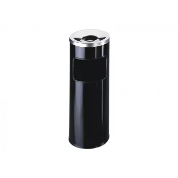 Cestino portarifiuti rotondo in metallo nero robusto 3332