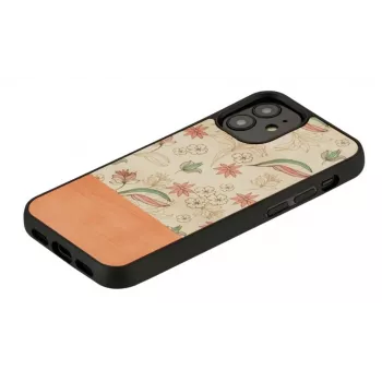 Custodia protettiva Man and Wood per iPhone 12 mini — fiore rosa su nero