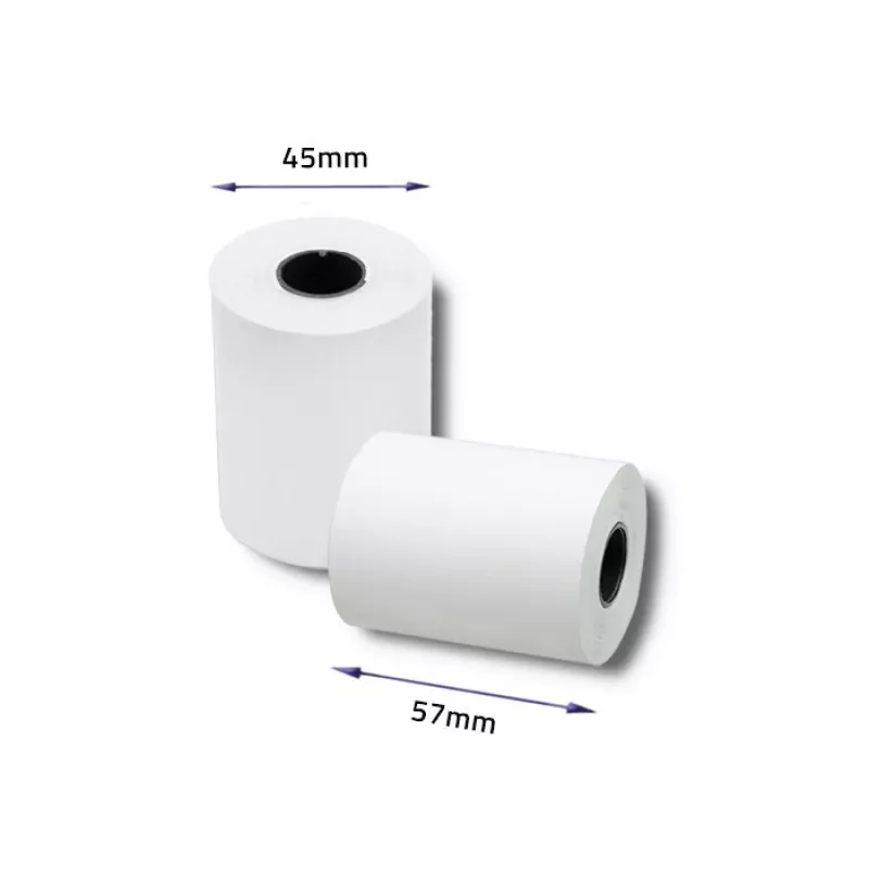 Qoltec 51896 rotolo di carta termica 57 x 20, 55 g/m², senza BPA, 10 pz.