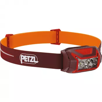 Lampada frontale Petzl Actik Core — LED, 100 lm, batteria ricaricabile USB integrata 1250 mAh, IPX4, rossa
