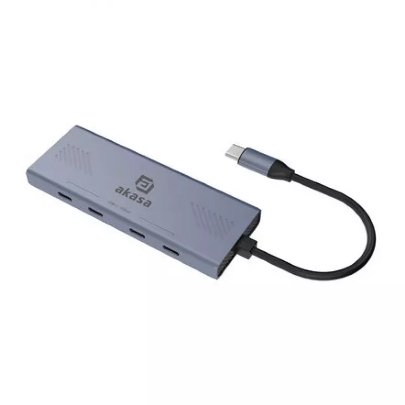Akasa hub multiporta 4 porte USB-C (USB 3.2 Gen 2) con connettore USB-C alluminio (anodizzato) AK-CBCA32