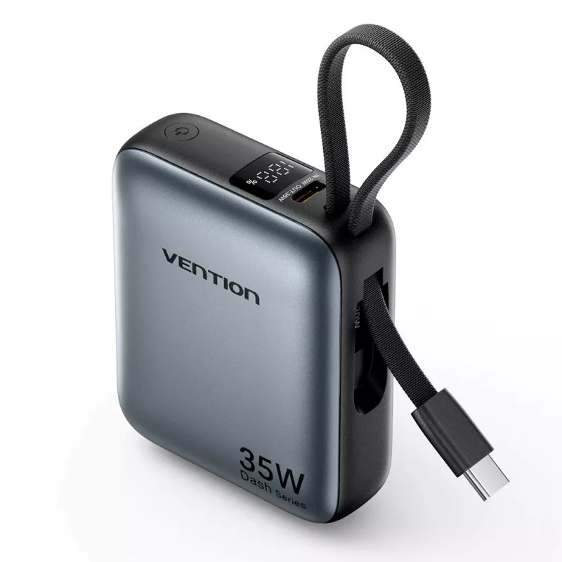 Vention FHEH0 power bank 10000 mAh 35 W con cavo USB-C, grigio