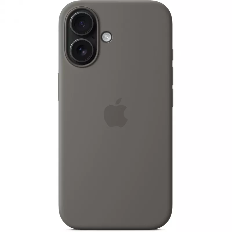 Custodia Apple iPhone 16 in silicone con MagSafe grigio pietra