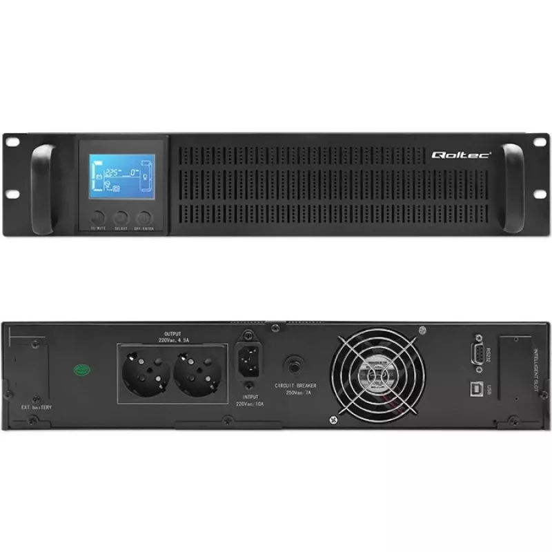 Qoltec 53945 UPS rack, 1 kVA, 800 W, LCD