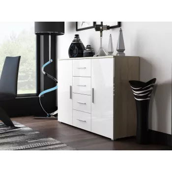 Cama Sideboard soggiorno UNI rovere sonoma/bianco lucido