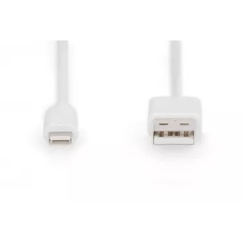 DIGITUS - Cavo Lightning - Lightning (M) a USB (M) - 1,0 m - doppio isolamento - bianco - stampato - per Apple iPad/iPhone/iPod (Lightning) (DB-600106-010-W)