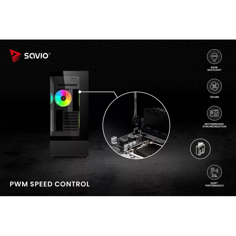 SAVIO Blast ventola per case 120mm ARGB PWM - Nero