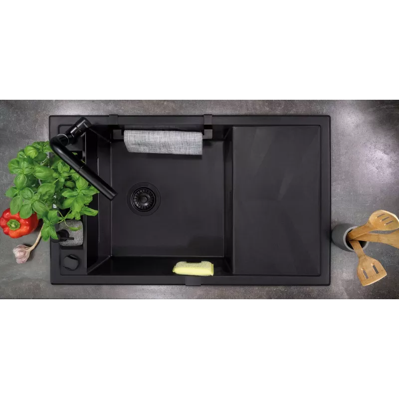 Lavello da cucina deante ZRM_N113 1 vasca granito magnetico con scolo