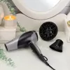 Asciugacapelli Remington D3190S — 2200 W, ionico, 3 livelli di calore, 2 velocità, getto freddo, diffusore e concentratore (argento/nero)