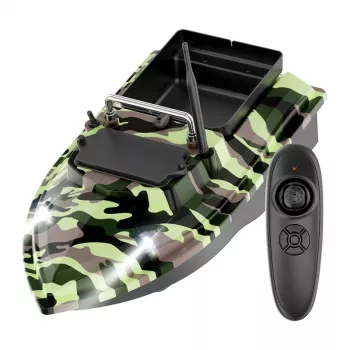 Barca esca Flytec V050 con batteria 12000mAh, camo verde — barca esca radiocomandata