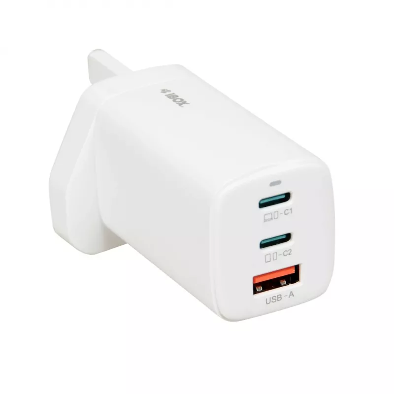 iBOX C-65 bianco, caricabatterie universale GaN 65W spina UK