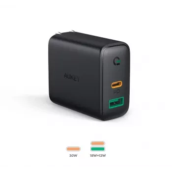 Caricabatterie da parete 2xUSB Power Delivery (1xUSB A+1xUSB C) 5.4A 30W Dynamic Detect PA-D1