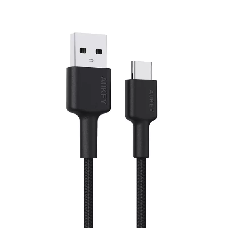 AUKEY CB-CD30 cavo da USB-A a USB-C 0,9 m, rivestimento in nylon intrecciato, 60W PD, 3A, nero