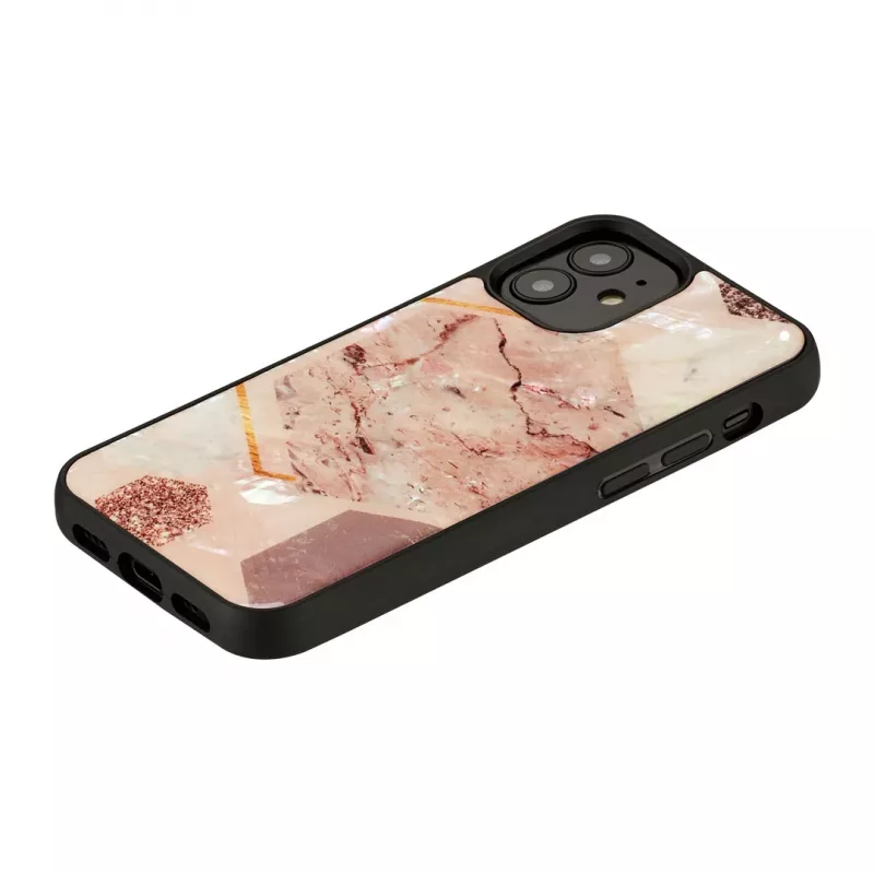 Custodia iKins per Apple iPhone 12 mini — motivo marmo rosa, slim fit