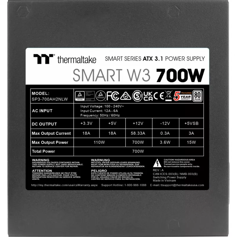 Alimentatore Thermaltake Smart W3 700 W