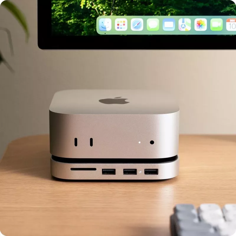 Dock/replicatore di porte per laptop Satechi ST-GNMMES — hub USB 3.2 Gen 2 Type-C con filo, USB-A & SD, argento