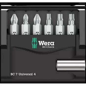 Wera set punte 7 pezzi Bit-Check 7 Universal 4 05135810001 Phillips Phillips, Phillips Pozidriv, Torx interno (05135810001)
