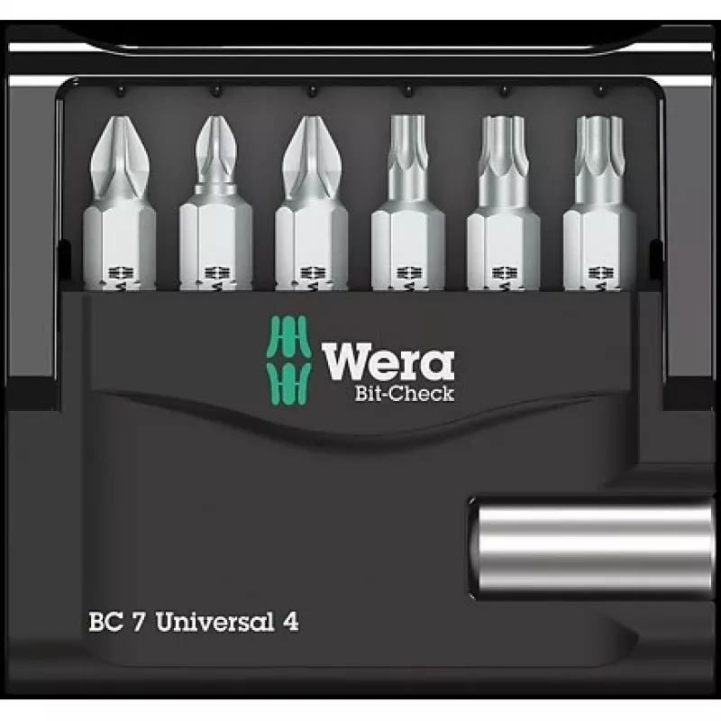 Wera set punte 7 pezzi Bit-Check 7 Universal 4 05135810001 Phillips Phillips, Phillips Pozidriv, Torx interno (05135810001)