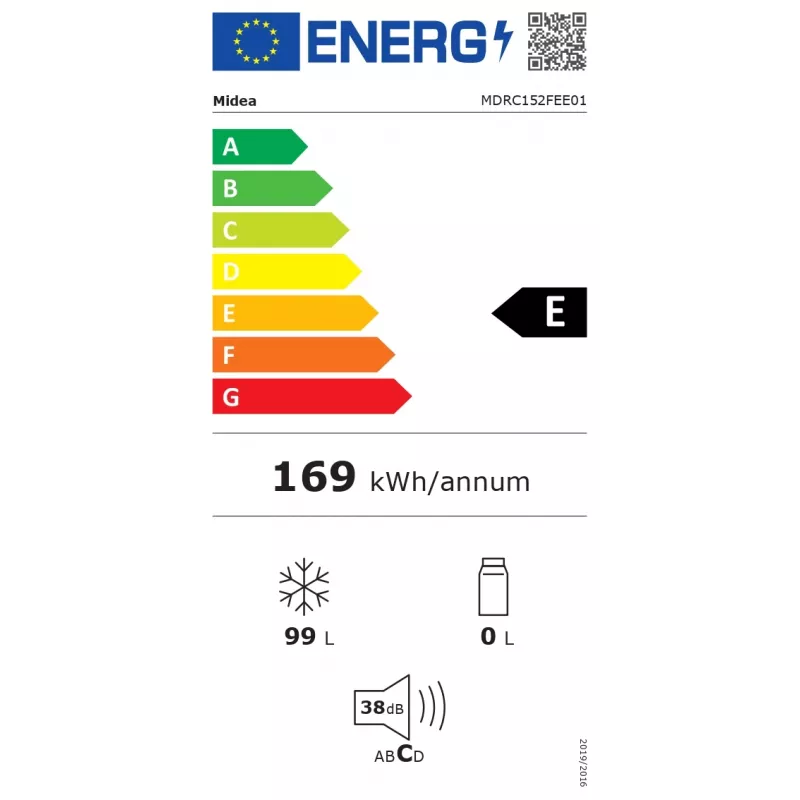 Congelatore a pozzetto Midea MDRC152FEE01, 99 L, classe energetica E, altezza 85 cm, a libera installazione, bianco